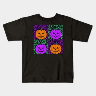 Scary Evil  Pumpkin Face Halloween Graphic Art Kids T-Shirt